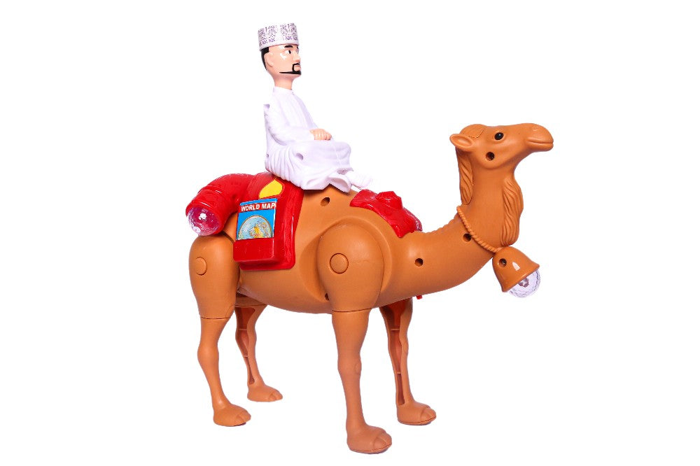 Toy camel with a rider on a white background