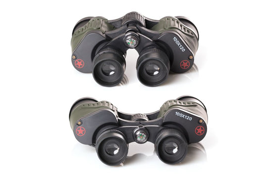 Pair of binoculars on a white background